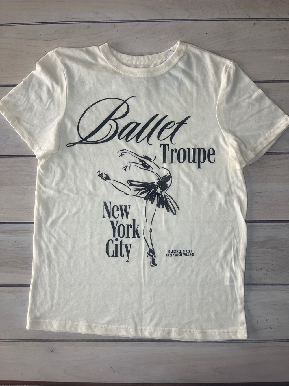 Ballet Troupe New York City Graphic Tee - Ivory with Black Print - Juniors XXS